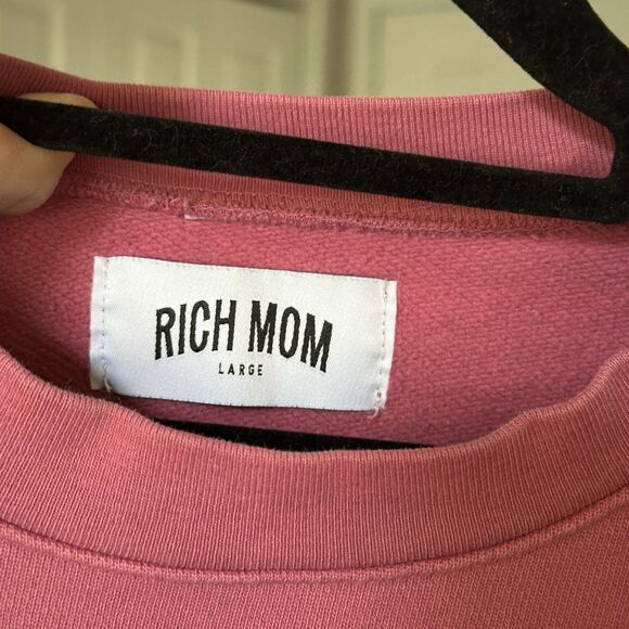 Austin Crewneck Rich Mom Gear Sweatshirt SZ L Pink Orange Pullover Sweater - Picture 3 of 7